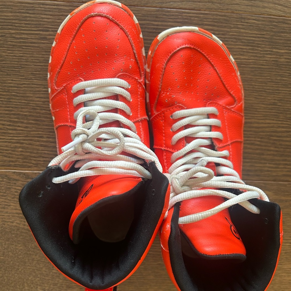 Red High-Top Sneakers with White Laces
